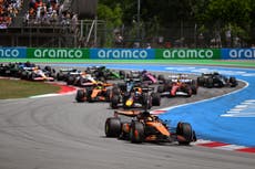 F1 Spanish GP LIVE: Race latest updates as Norris chases down teammate Piastri for lead
