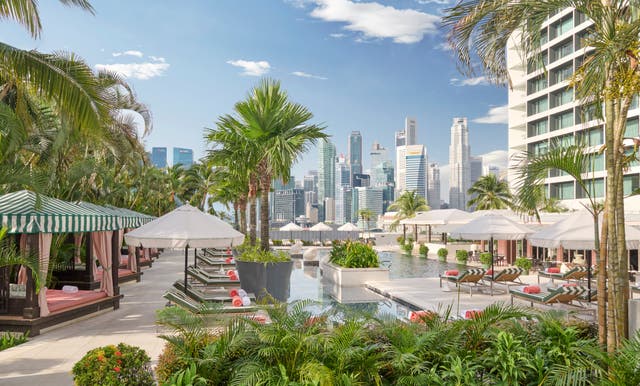 <p>The Mandarin Oriental Singapore overlooks Marina Bay with views of the city's skyline</p>