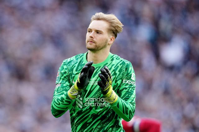<p>Liverpool goalkeeper Caoimhin Kelleher is on his way to Brentford</p>