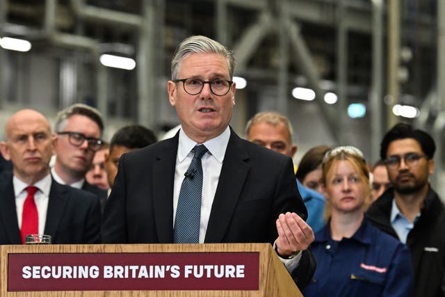 <p>Prime Minister Sir Keir Starmer speaks during a visit to BAE Systems in Govan, Glasgow, to launch the strategic defence review</p>