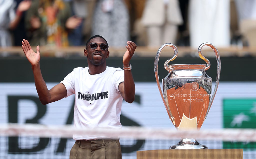 Ousmane Dembele gets hero&rsquo;s welcome as he presents Champions League trophy at French Open