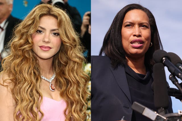 <p>Shakira and Washington DC Mayor Muriel Bowser</p>
