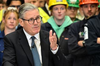 Prime Minister Sir Keir Starmer speaks during a visit to BAE Systems in Govan, Glasgow