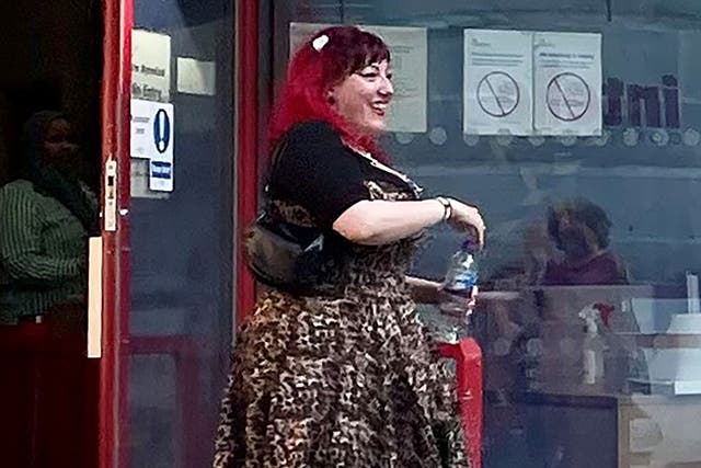 Ayeshah Behit leaving Cardiff Magistrates Court after being convicted of harassing Labour MP Alex Davies-Jones (Claire Hayhurst/PA)