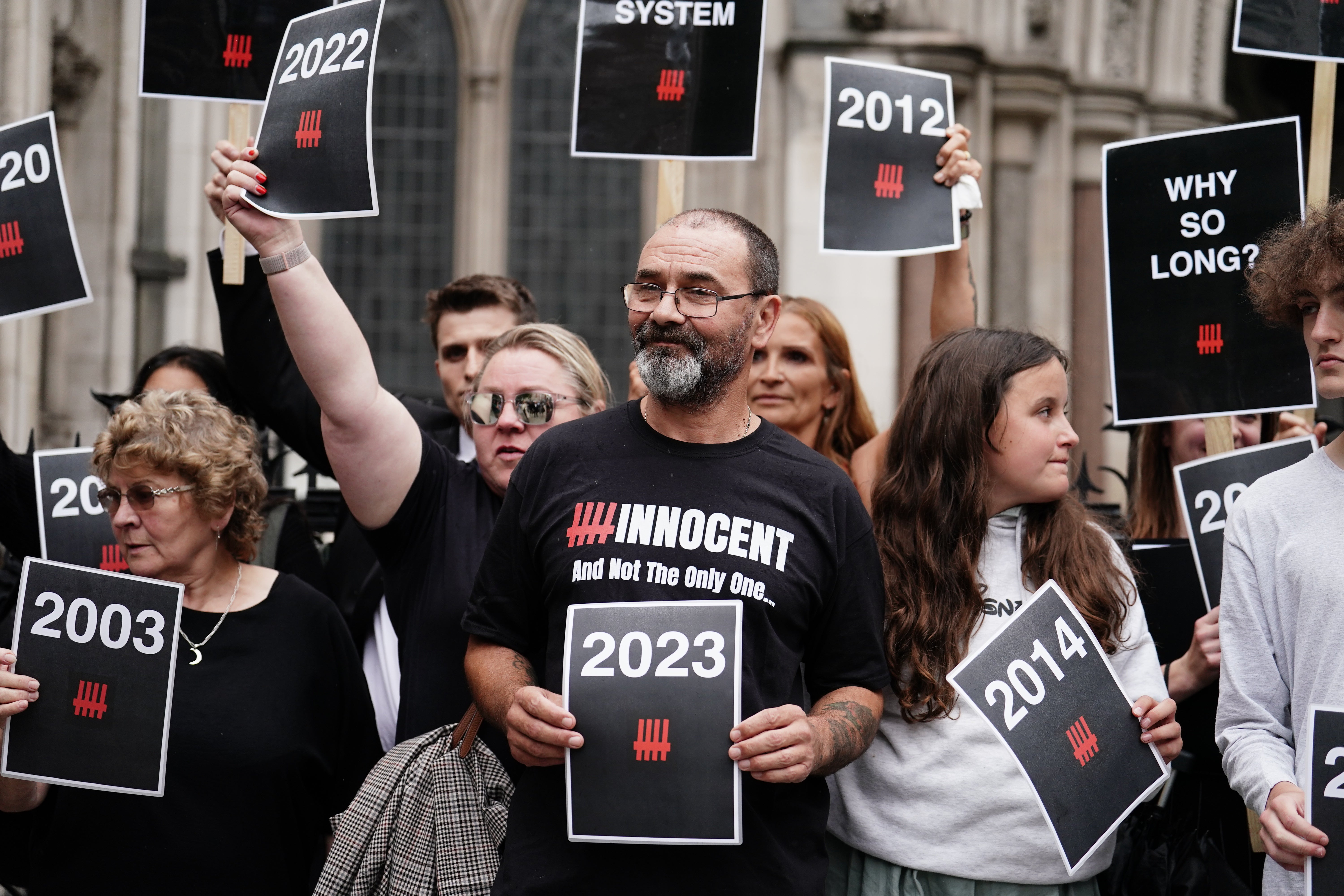 Andrew Malkinson outside the Royal Courts of Justice in London after being cleared by the Court of Appeal in 2023 (Jordan Pettitt/PA)