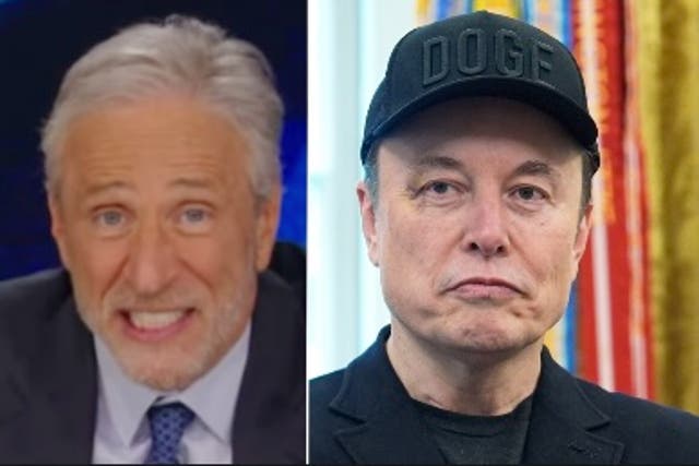 <p>Daily Show host Jon Stewart joked about Elon Musk’s appearance now that he has spent several months working for the Trump Administration. </p>