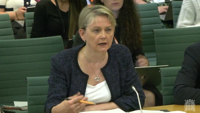 <p>Home Secretary Yvette Cooper appeared before the Home Affairs committee on Tuesday (House of Commons/UK Parliament/PA)</p>