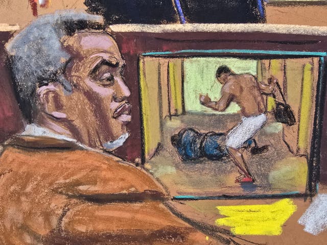 <p>Jurors were once again shown 2016 footage capturing Diddy beating up his then-girlfriend Cassie Ventura at the InterContinental Hotel — a video that the music mogul paid $100,000 to keep secret, a security guard testified</p>
