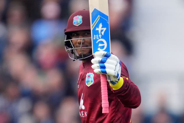 Gudakesh Motie’s fifty lifted the West Indies to a competitive total (Adam Davy/PA)