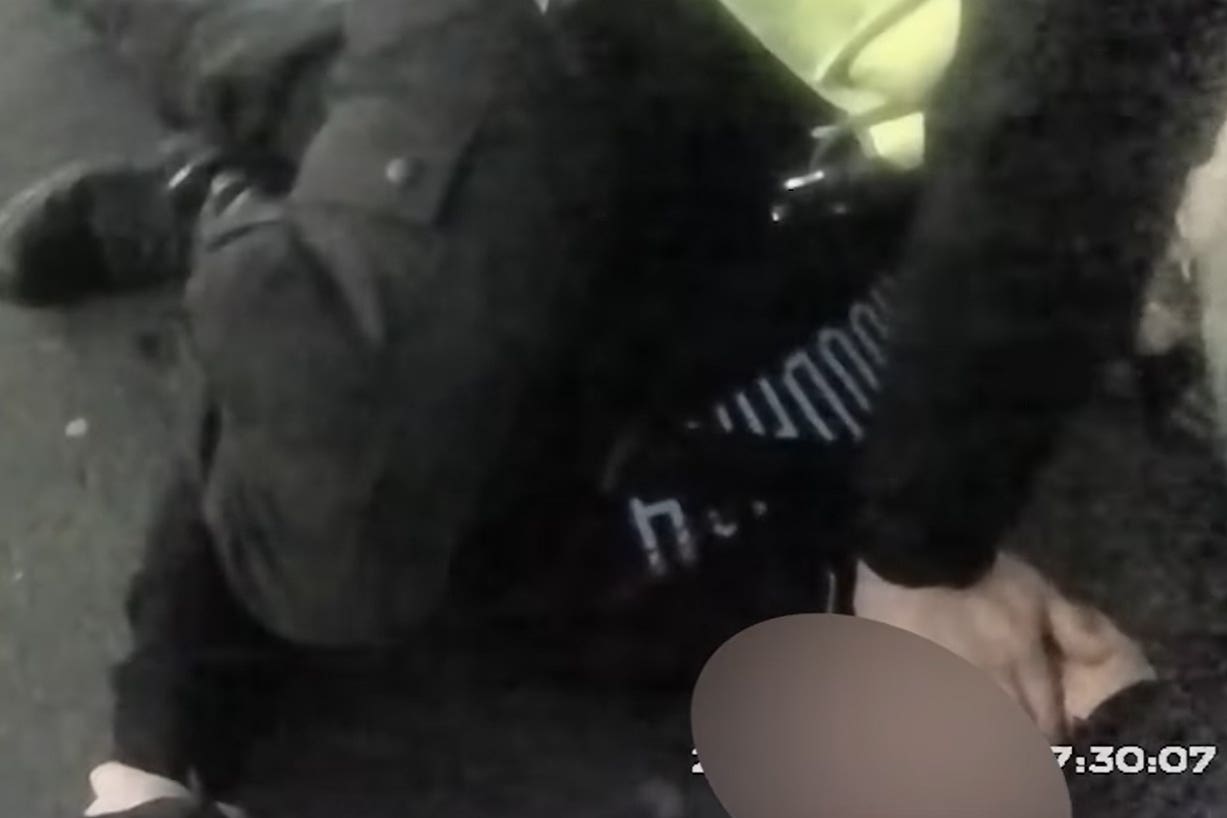 Screen grab taken from CCTV showing Pc Lorne Castle arresting a 15-year-old boy (Dorset Police/PA)