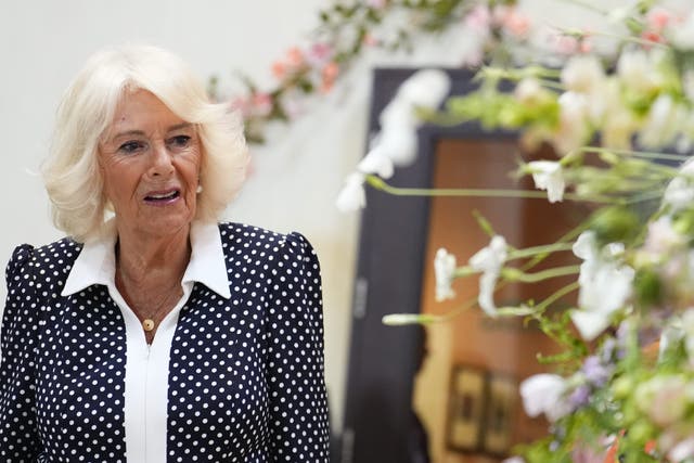 The Queen during a visit to the British Flowers Week 2025 exhibition at the Garden Museum in London (Jordan Pettitt/PA)