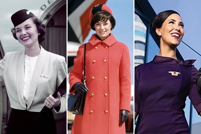 <p>Delta uniforms from the 40s, 60s and present day</p>