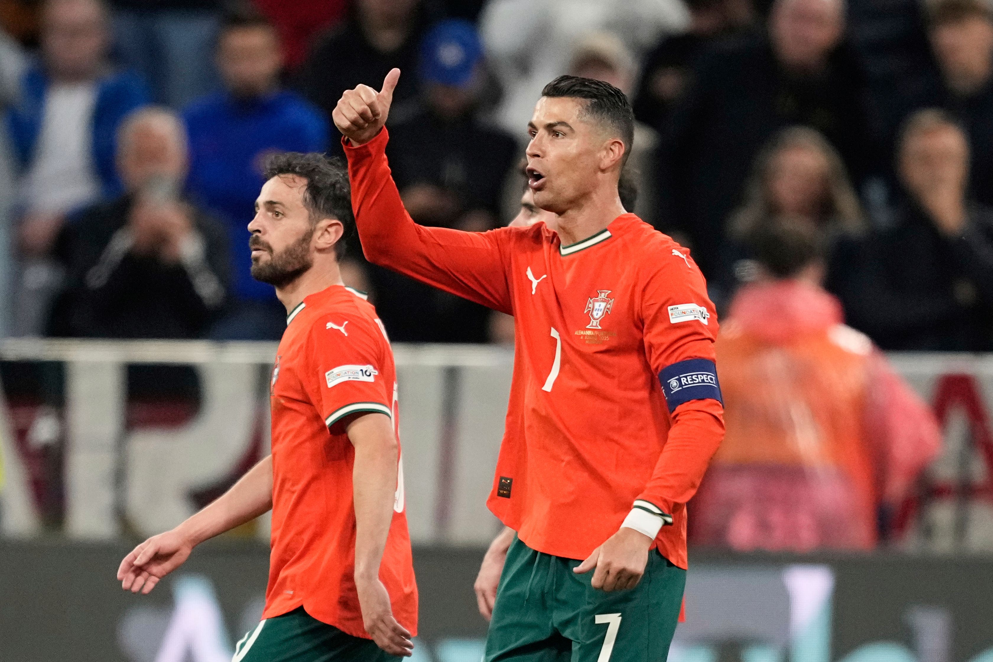 Cristiano Ronaldo sent Portugal through to the Nations League final (Martin Meissner/AP)