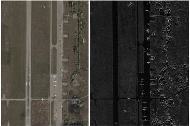 <p>En imágenes satelitales del aeródromo de Belaya, tomadas antes y después del ataque con drones ucranianos, se muestra el alcance del golpe a bases militares rusas en la región de Irkutsk</p>