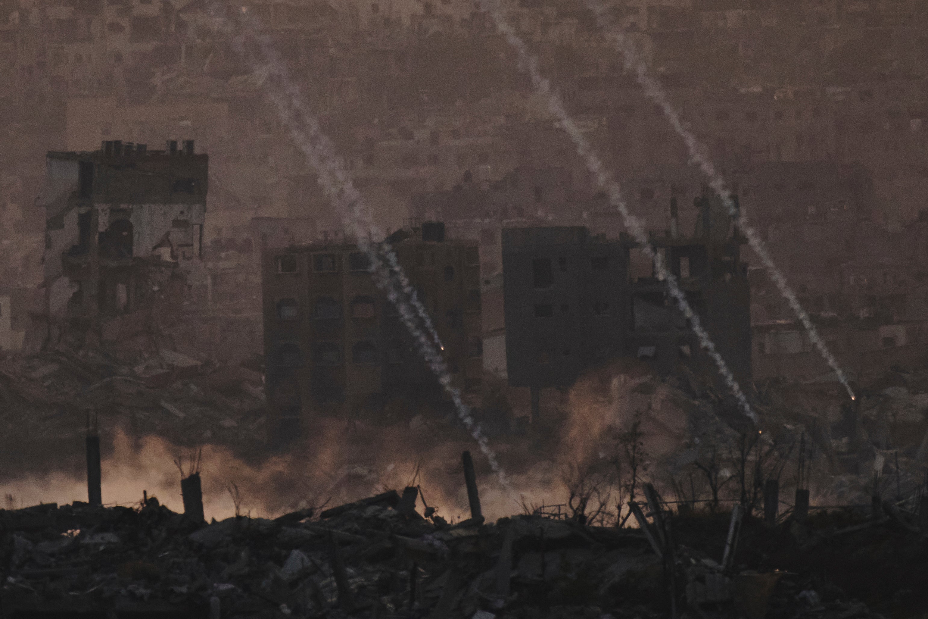 Israeli shelling hit the area in the northern treadmet as seen from the southern Israel