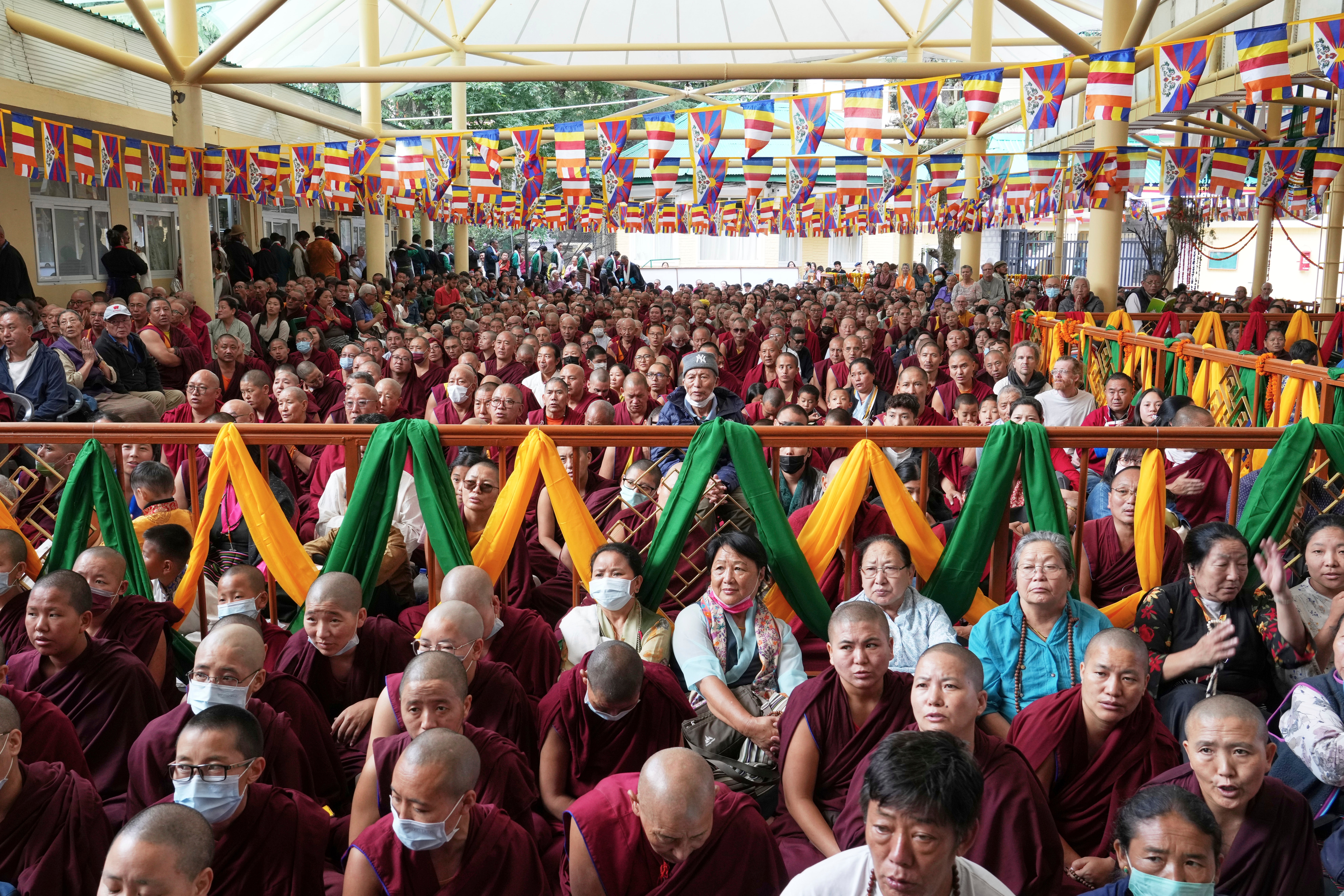 Exiled Tibetans pray for the longevity of their spiritual leader the Dalai Lama in Dharamshala, India, Wednesday, June 4, 2025