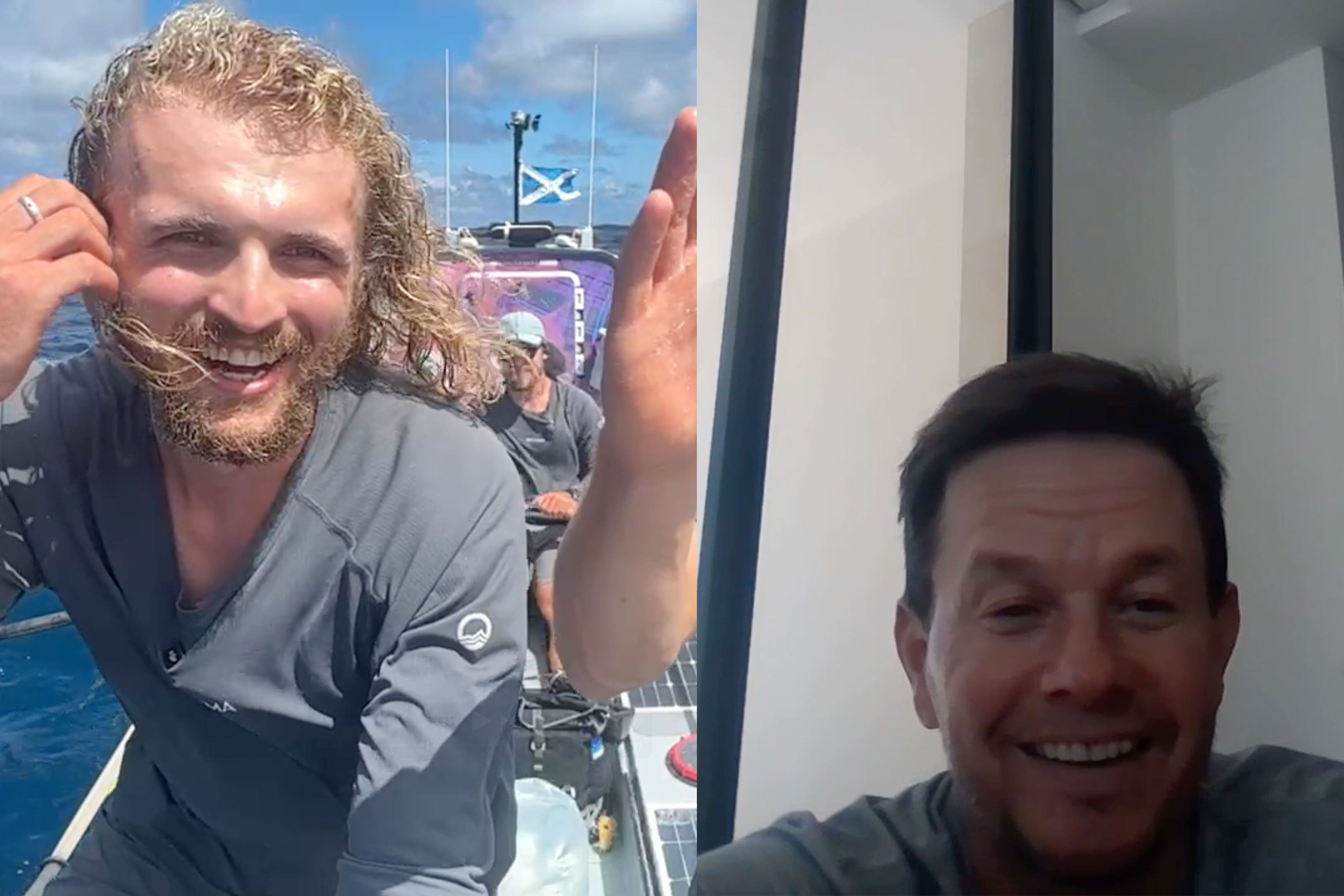 Actor Mark Wahlberg told three Scottish brothers aiming to become the fastest people to row the Pacific that their record bid ‘could be a movie’ (X/PA)