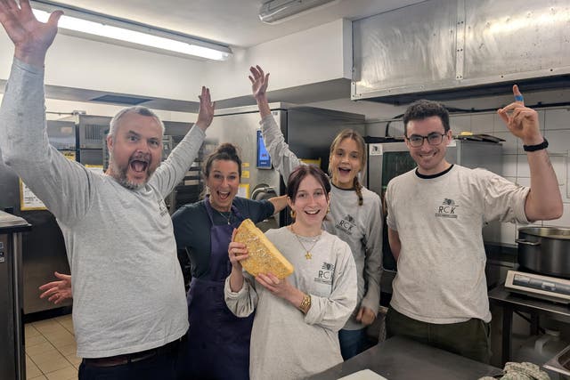 The winning Double Gloucester was used by volunteers at Refugee Community Kitchen to prepare a meal (Lynn Rusk/PA)