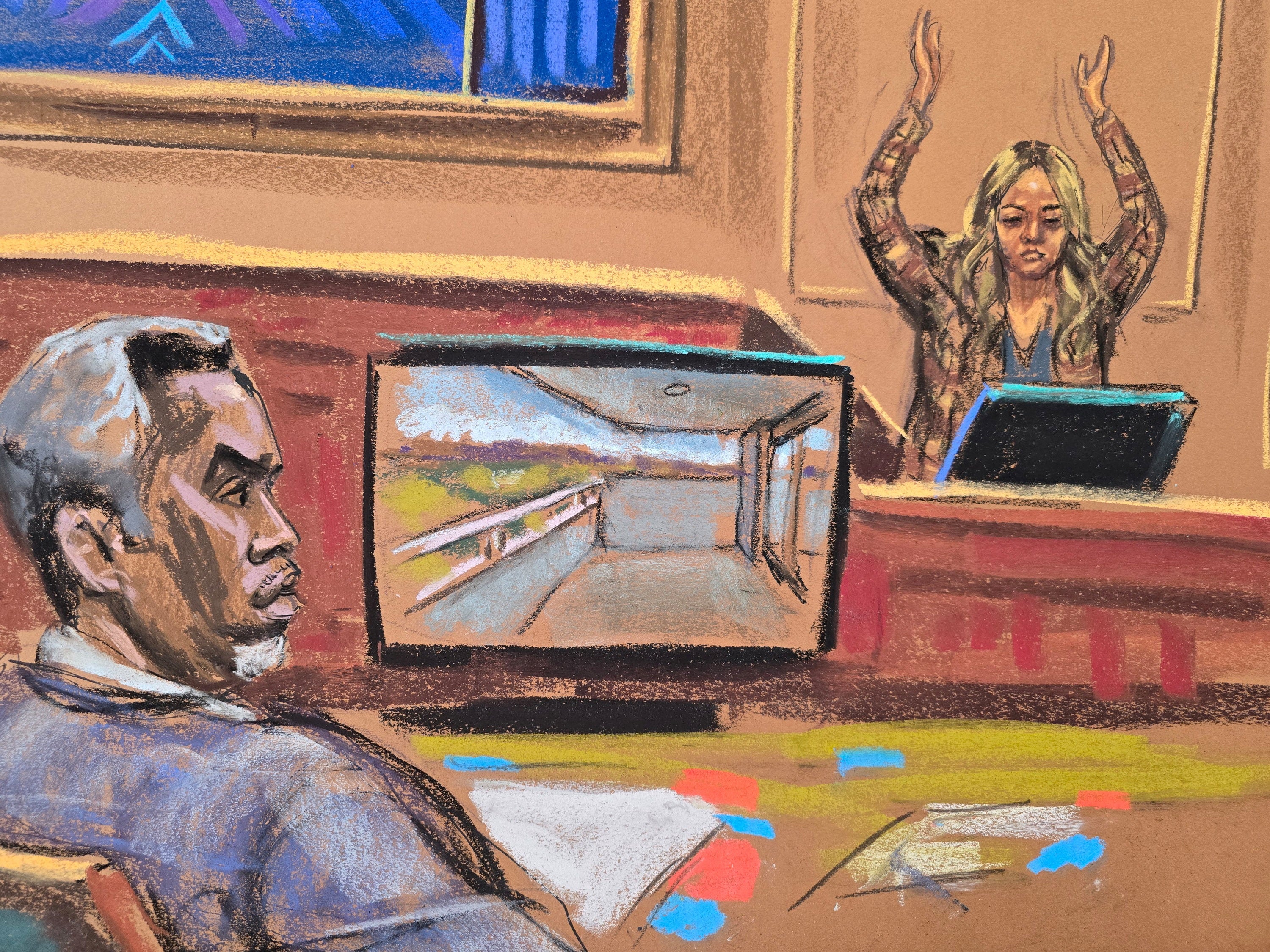Cassie Ventura's friend Bryana Bongolan demonstrates how she said Sean 'Diddy' Combs lifted her over the balcony.
