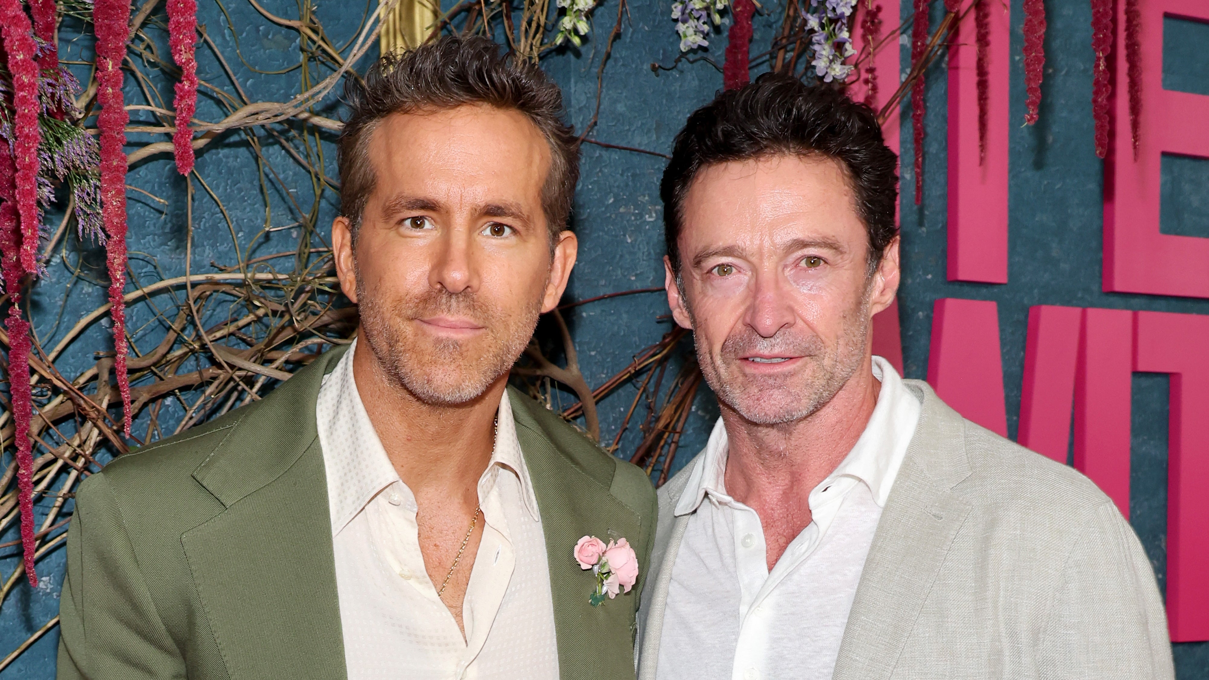 (L-R) Ryan Reynolds and Hugh Jackman are now co-owners of Australia's SailGP team, the Bonds Flying Roos