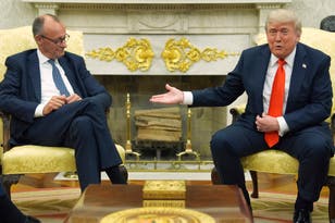 Trump makes Second World War joke in front of German chancellor