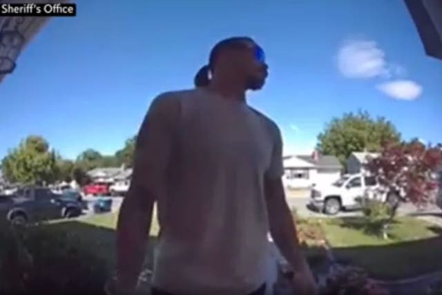 <p>Travis Decker is seen on Ring doorbell footage before he allegedly murdered his three daughters.  </p>