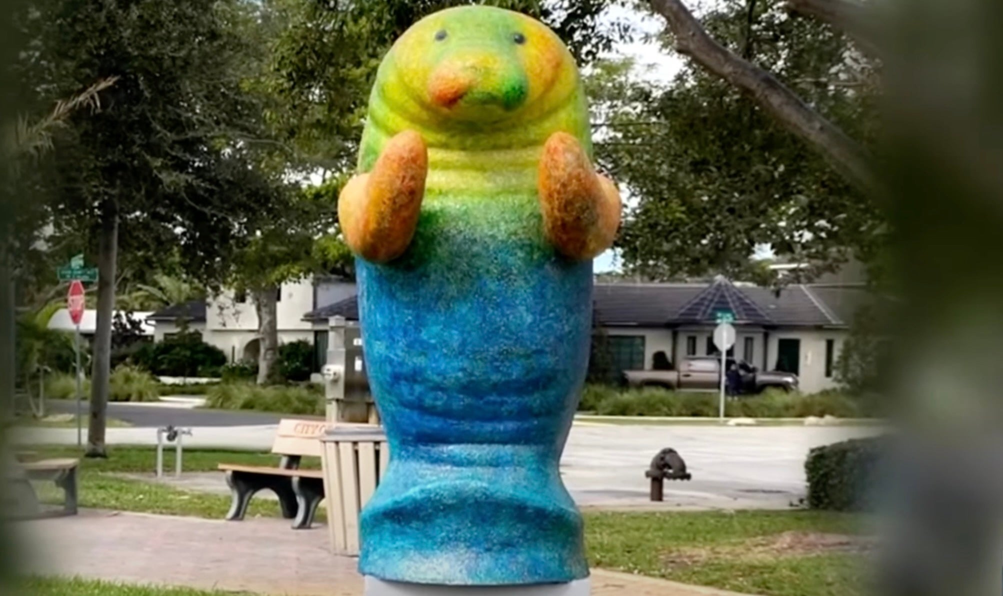 Police in Wilton Manors, Florida are searching for a missing mantee statue