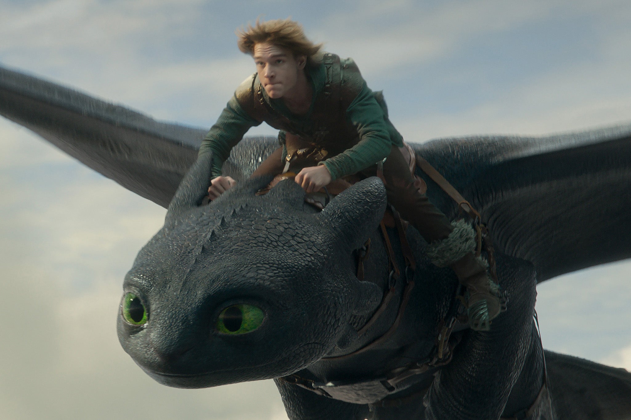 In the grey: Mason Thames and his dragon in ‘How to Train Your Dragon’