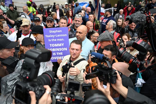 <p>Tommy Robinson pictured arriving at Westminster Magistrates Court </p>