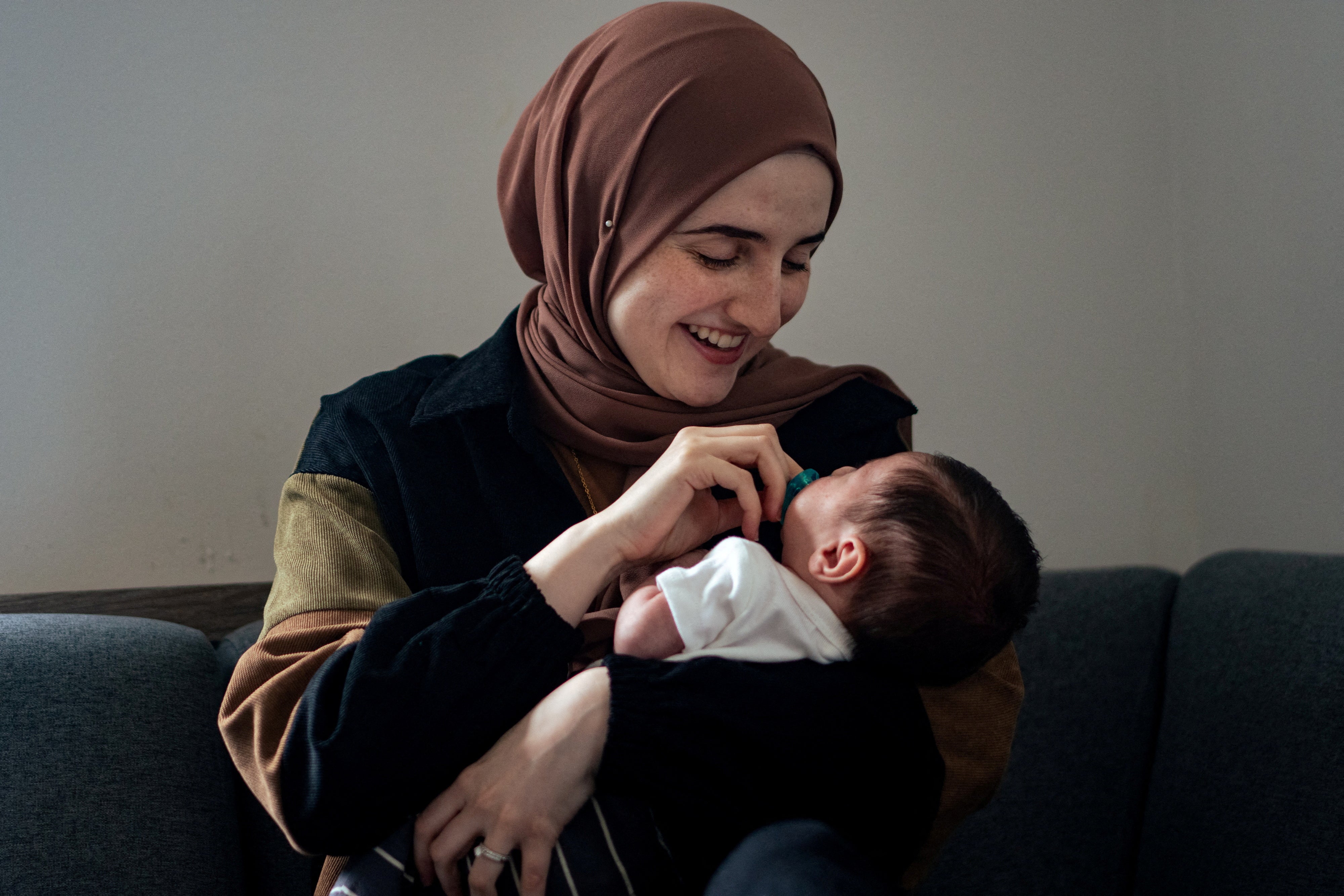 Khalil’s wife Noor Abdalla gave birth to the couple’s son while he was imprisoned in Louisiana. Khalil met his newborn from behind a plate glass window.