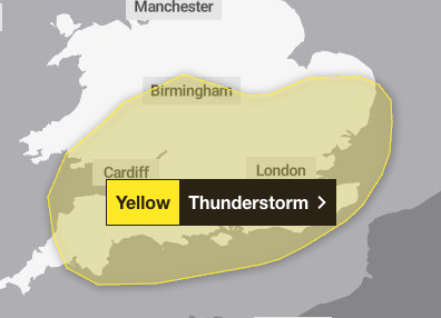 Met Office thunderstorm warning