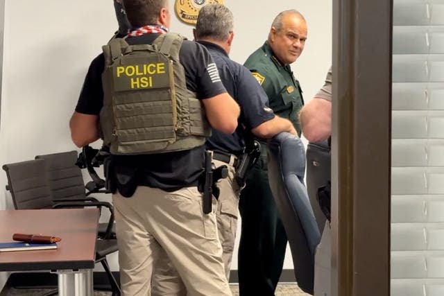 <p>Homeland Security shared a video of Osceola County Sheriff Marcos R. Lopez's arrest on social media. The Florida sheriff was arrested in connection to an illegal gambling investigation. </p>