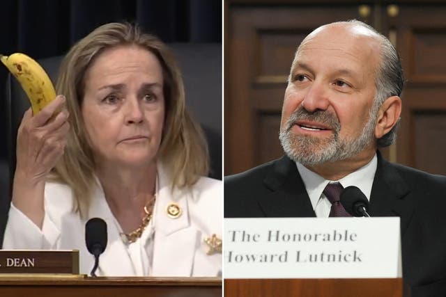 <p>Rep. Madeleine Dean and Commerce Secretary Howard Lutnick </p>