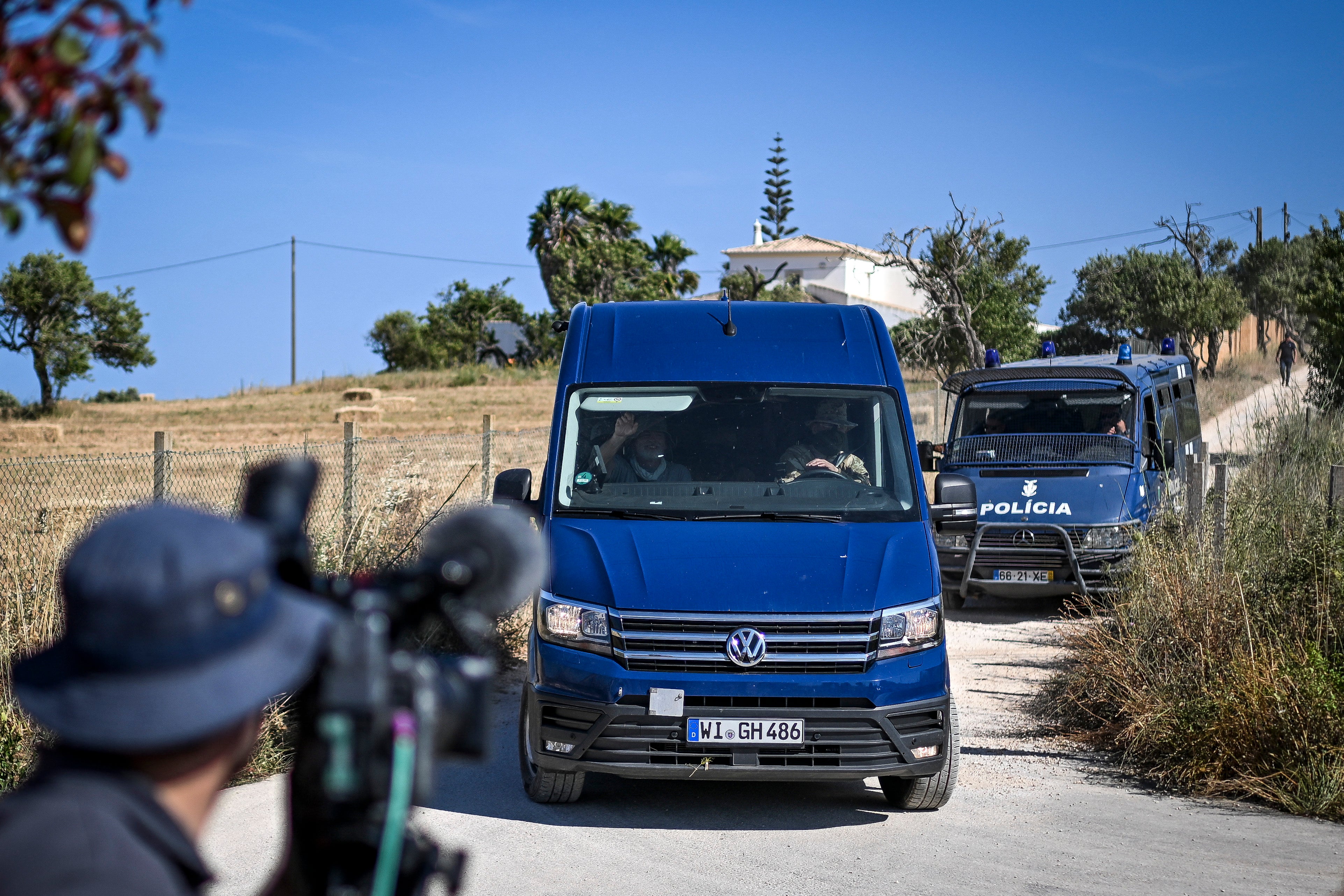 A van of German Investigation Police leaves the search operations