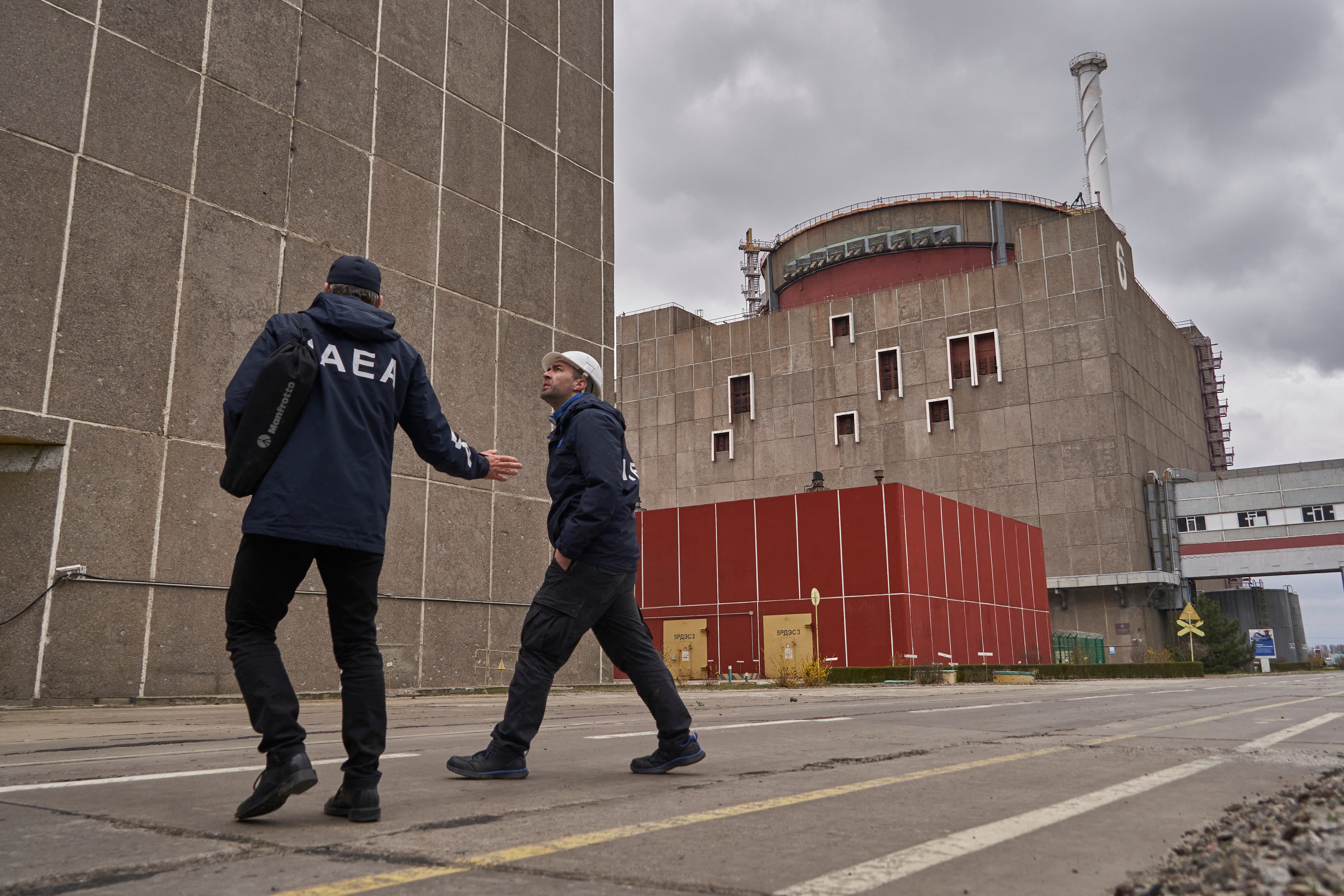 Members of the delegation of the International Atomic Energy Agency (IAEA) visit the Russian-controlled Zaporizhzhia nuclear power plant in southern Ukraine