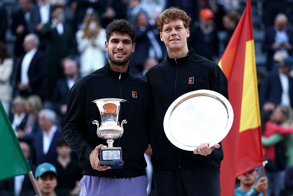 Alcaraz defeated Sinner to win last month's Italian Open