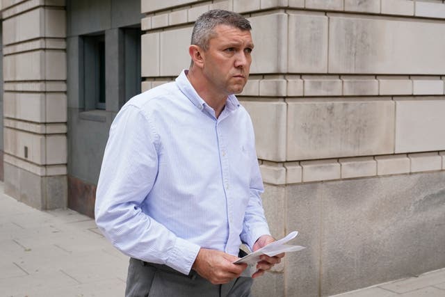 <p>Washington Metropolitan Police Department Lt. Shane Lamond departs federal court after pleading not guilty to obstruction of justice and other charges, May 19, 2023, in Washington. (AP Photo/Patrick Semansky, File)</p>