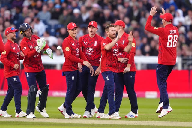 Liam Dawson (third right) walked away as player-of-the-match on Friday (Owen Humphreys/PA)