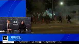 Tear gas leaves reporter gasping and coughing during LA protest
