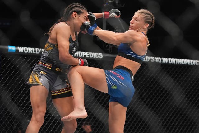 <p>Kayla Harrison (right) will no longer be facing Amanda Nunes at UFC 324</p>