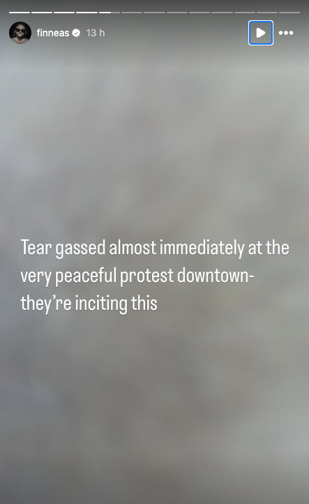Finneas claims he was tear-gassed 'almost immediately' during the Los Angeles immigration protests
