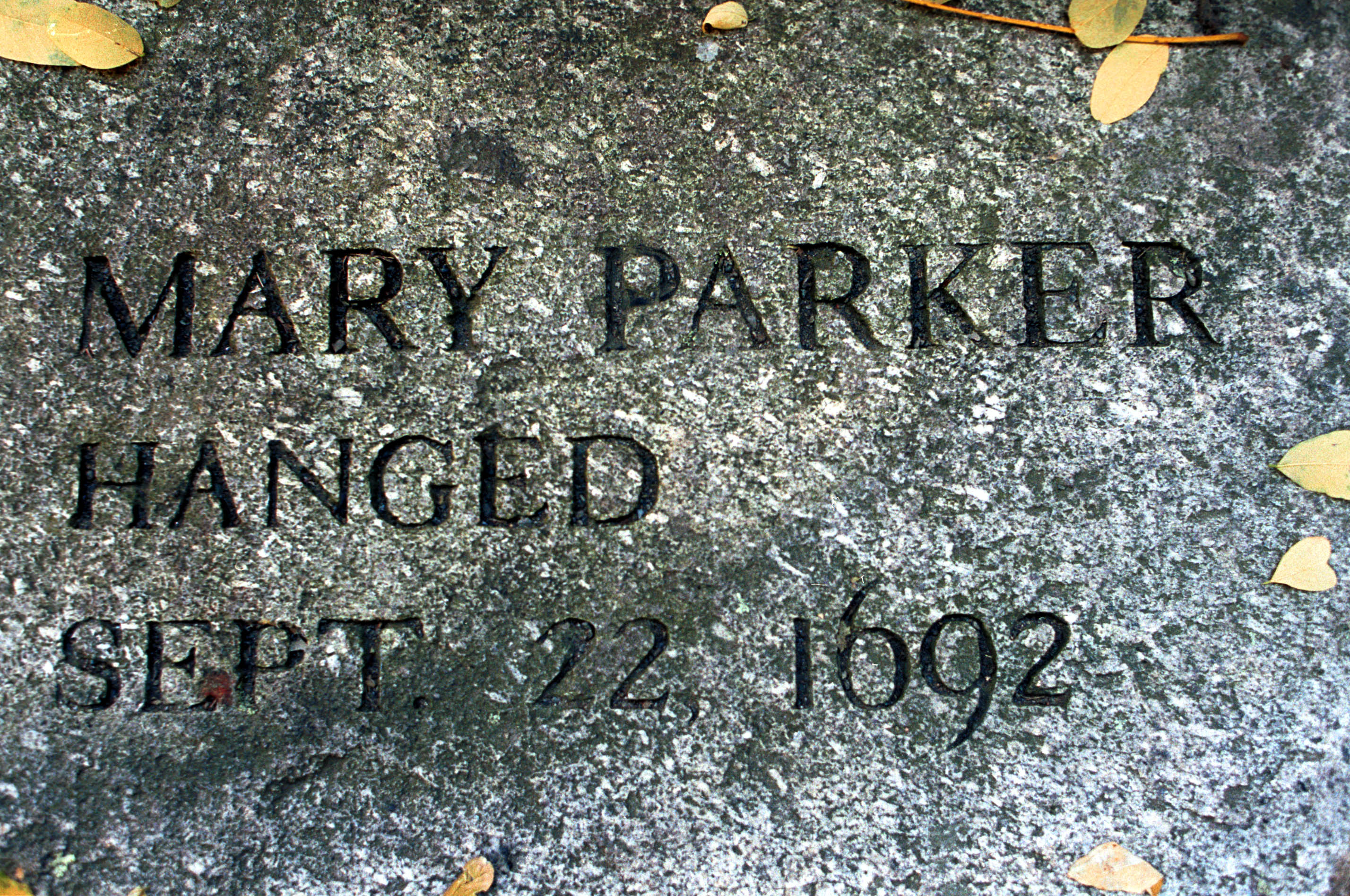 A grave marker for Mary Parker in North America’s second-oldest cemetery