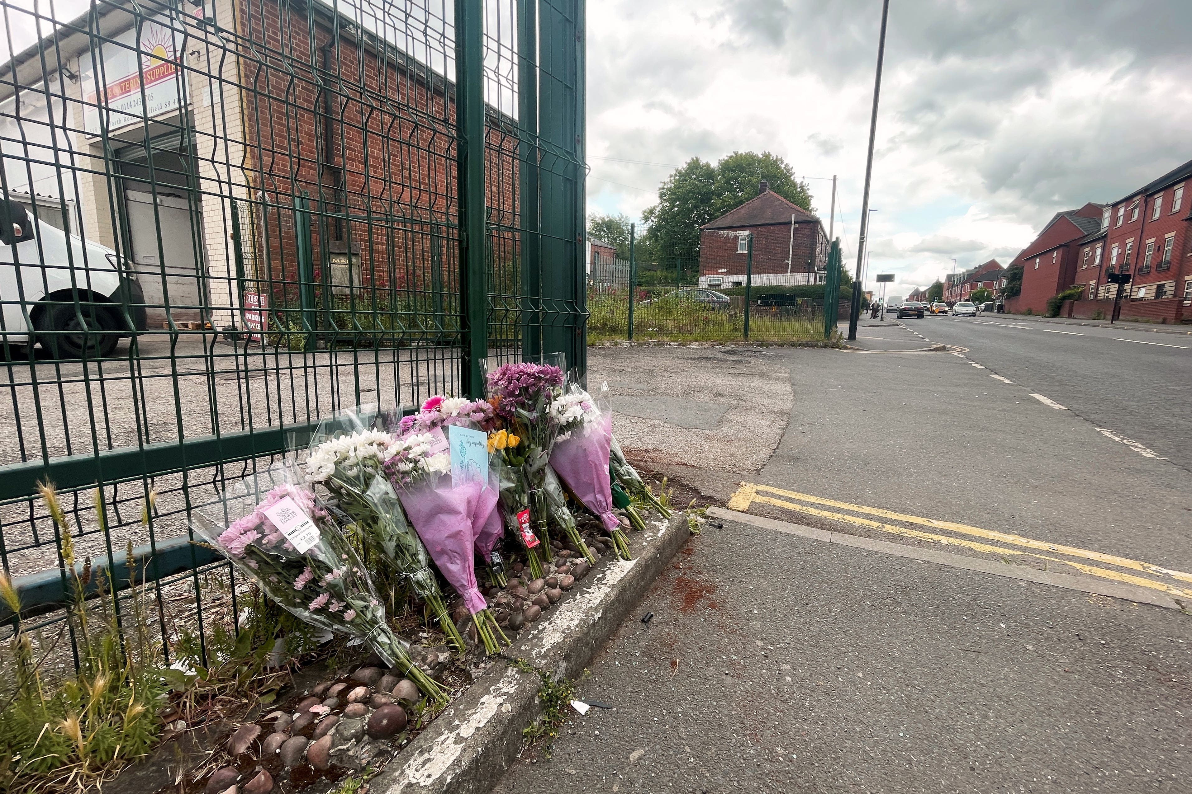 Flowers left at the scene in the Darnall area of Sheffield after the teenage pedestrian died in a collision (Dave Higgens/PA)