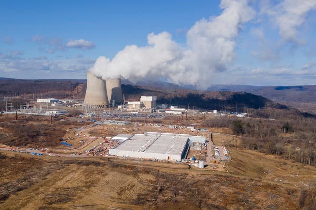 <p>Data center owned by Amazon Web Services is under construction next to the Susquehanna nuclear power plant </p>