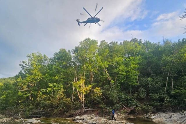 <p>Zain Shah, 17, being airlifted to a hospital after suffering a rattlesnake bite while on a fishing trip with his friend</p>