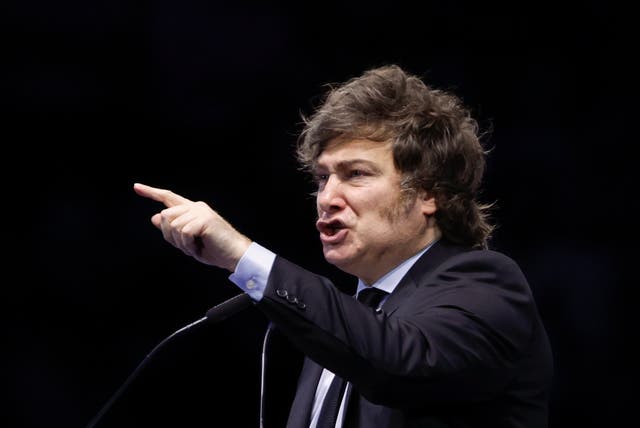 <p>Argentina's President Javier Milei speaks at the closing of the Madrid Economic Forum 2025, an economic congress attended by economists and politicians close to the right and far-right in Madrid.</p>