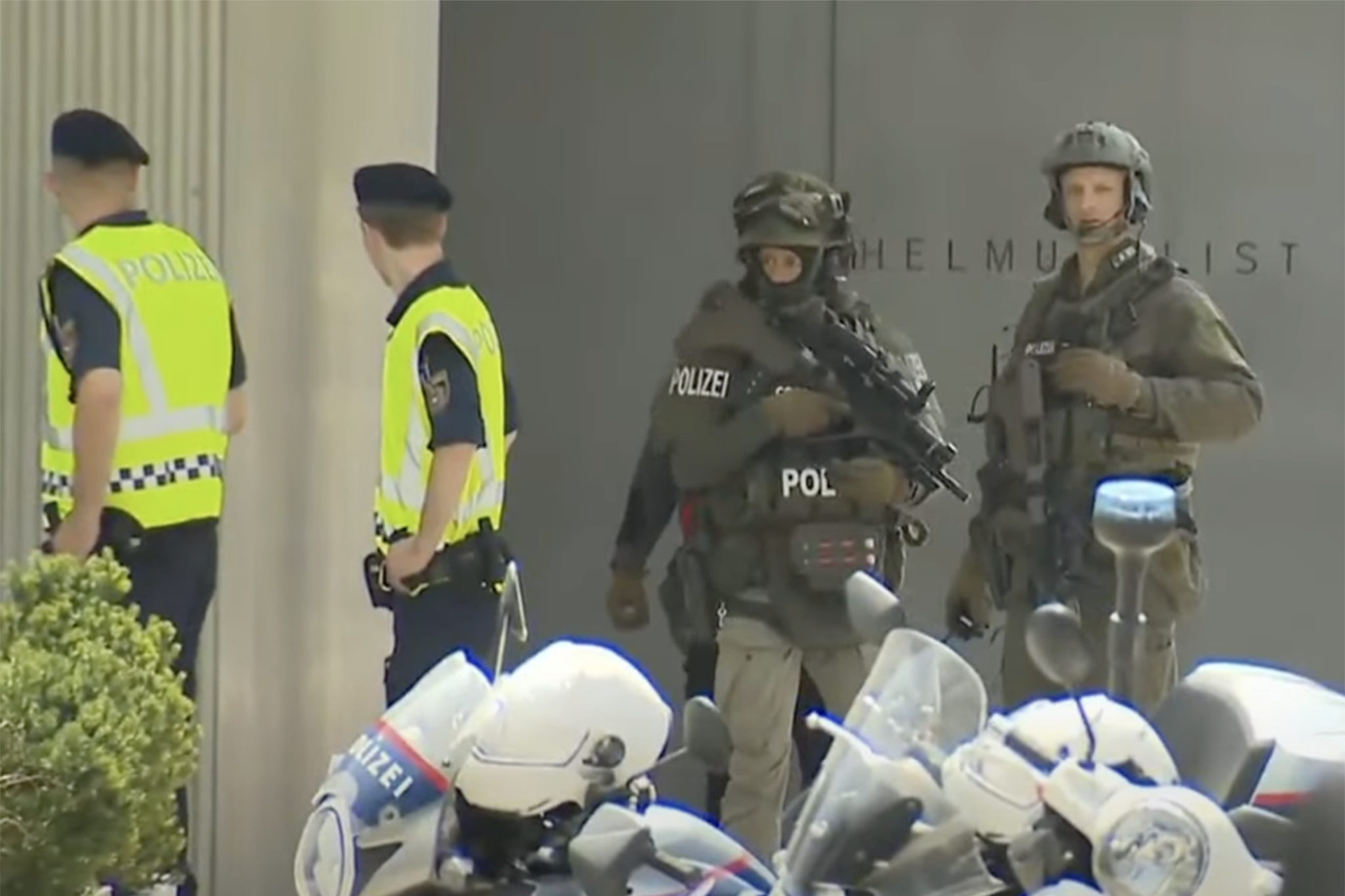 A heavy police presence remains on the scene