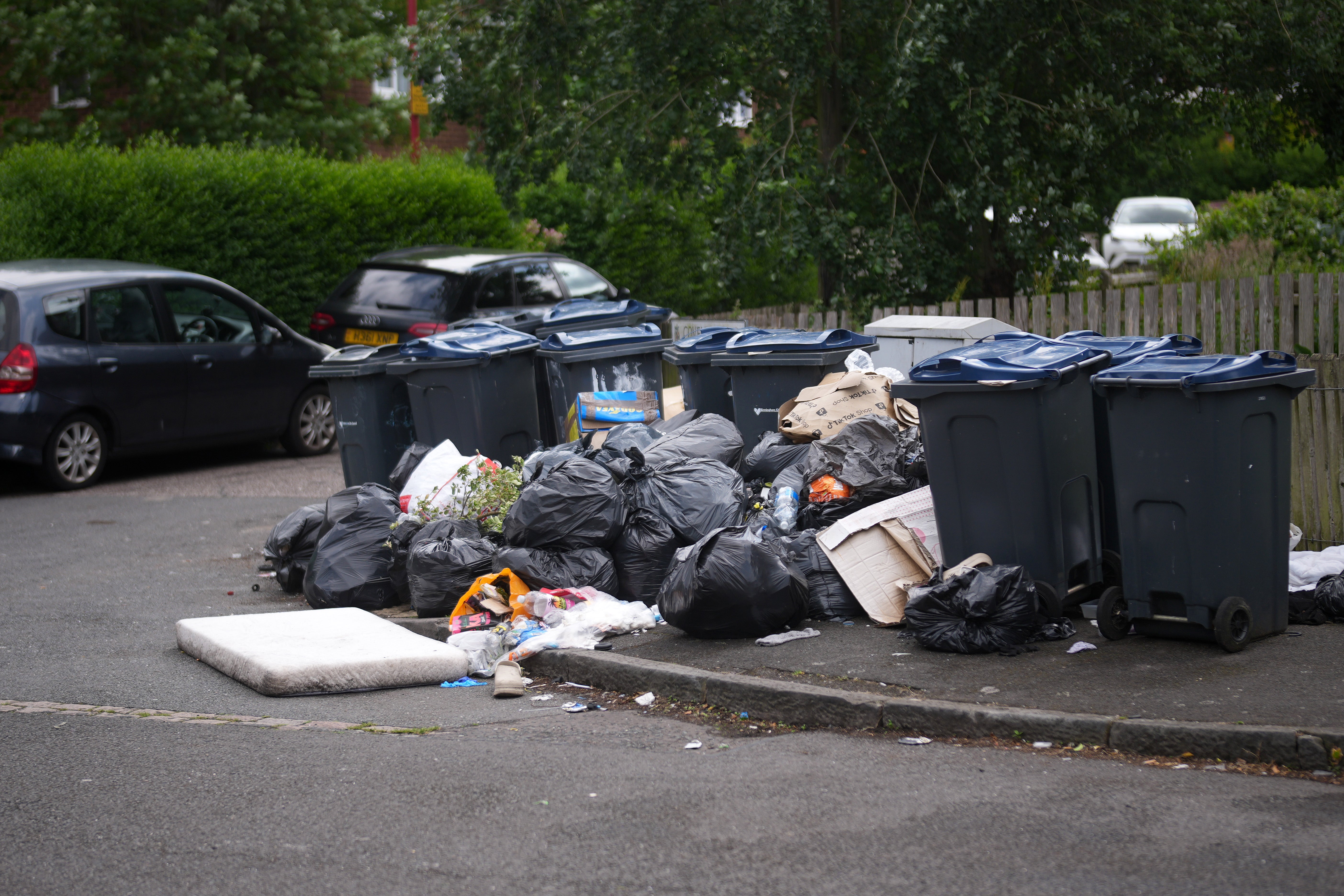 With Birmingham binmen on strike, rubbish has piled up on the streets in Handsworth