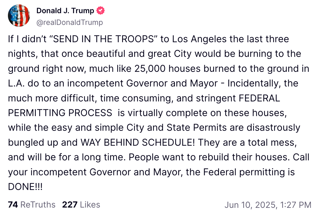 Donald Trump said that Los Angeles would be burned to the ground if it he didn't take action