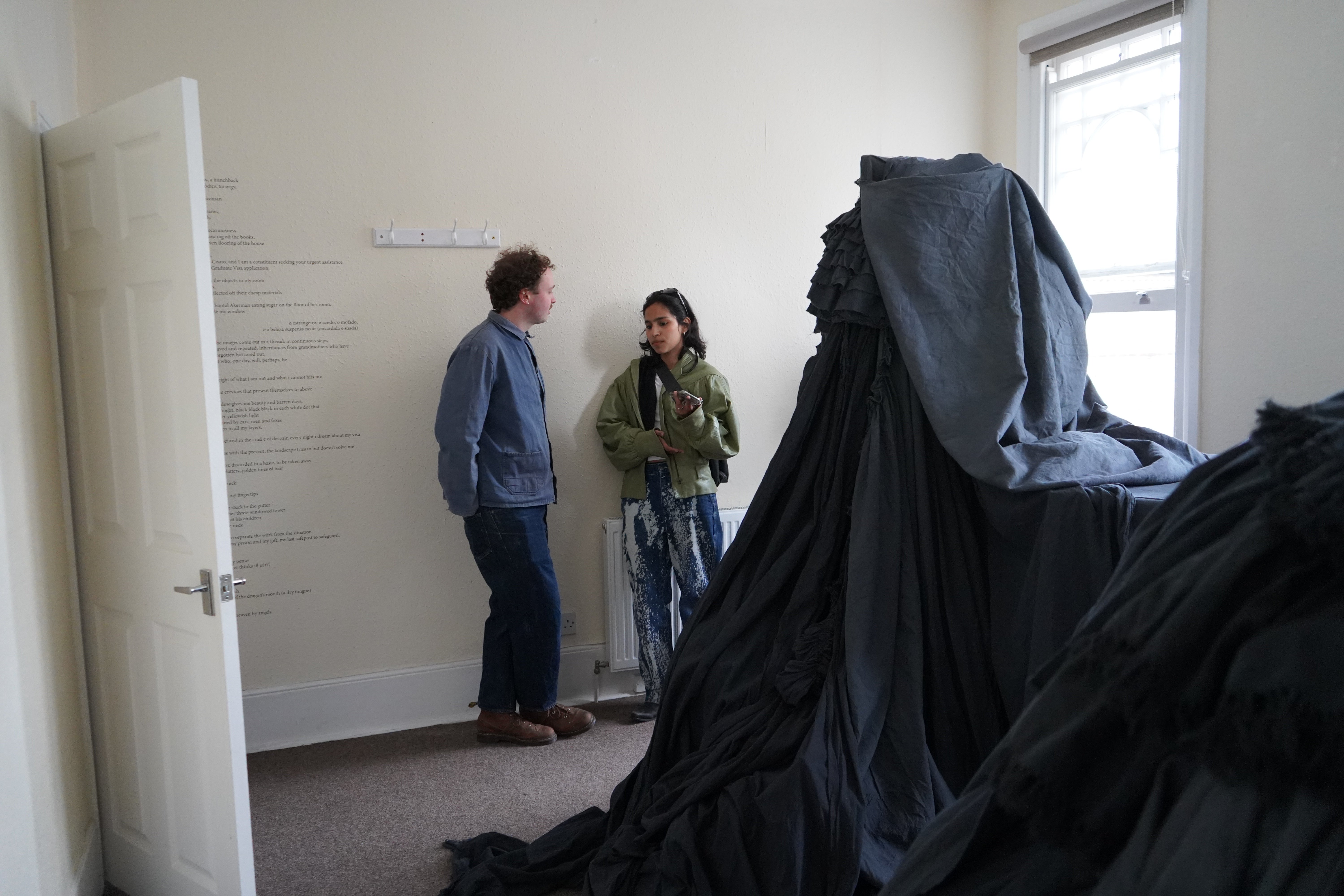 Guests visit the temporary exhibition Juelia held in your room about their experience